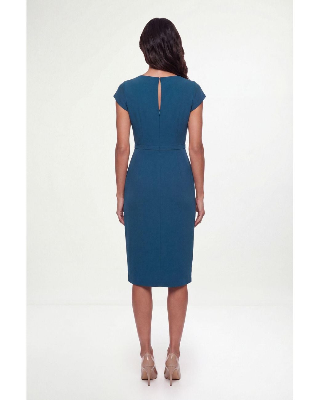 Wallis Blue Crepe Cowl Wrap Midi Dress