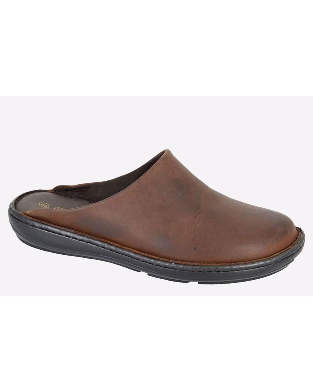 Roamer Brown Kelvin Stitchdown Leather Slippers for men