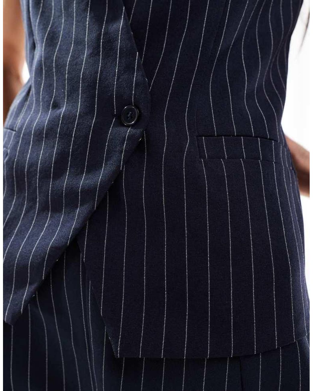 ASOS Blue Tailored Wrap Front Waistcoat