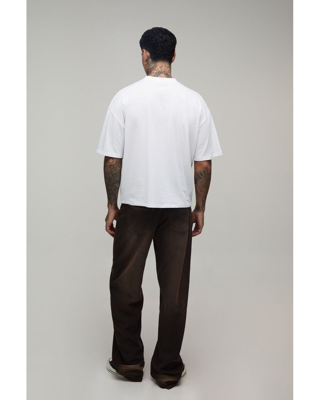 BoohooMAN White Tall Oversized Boxy New York Camo Print T-Shirt Cotton for men