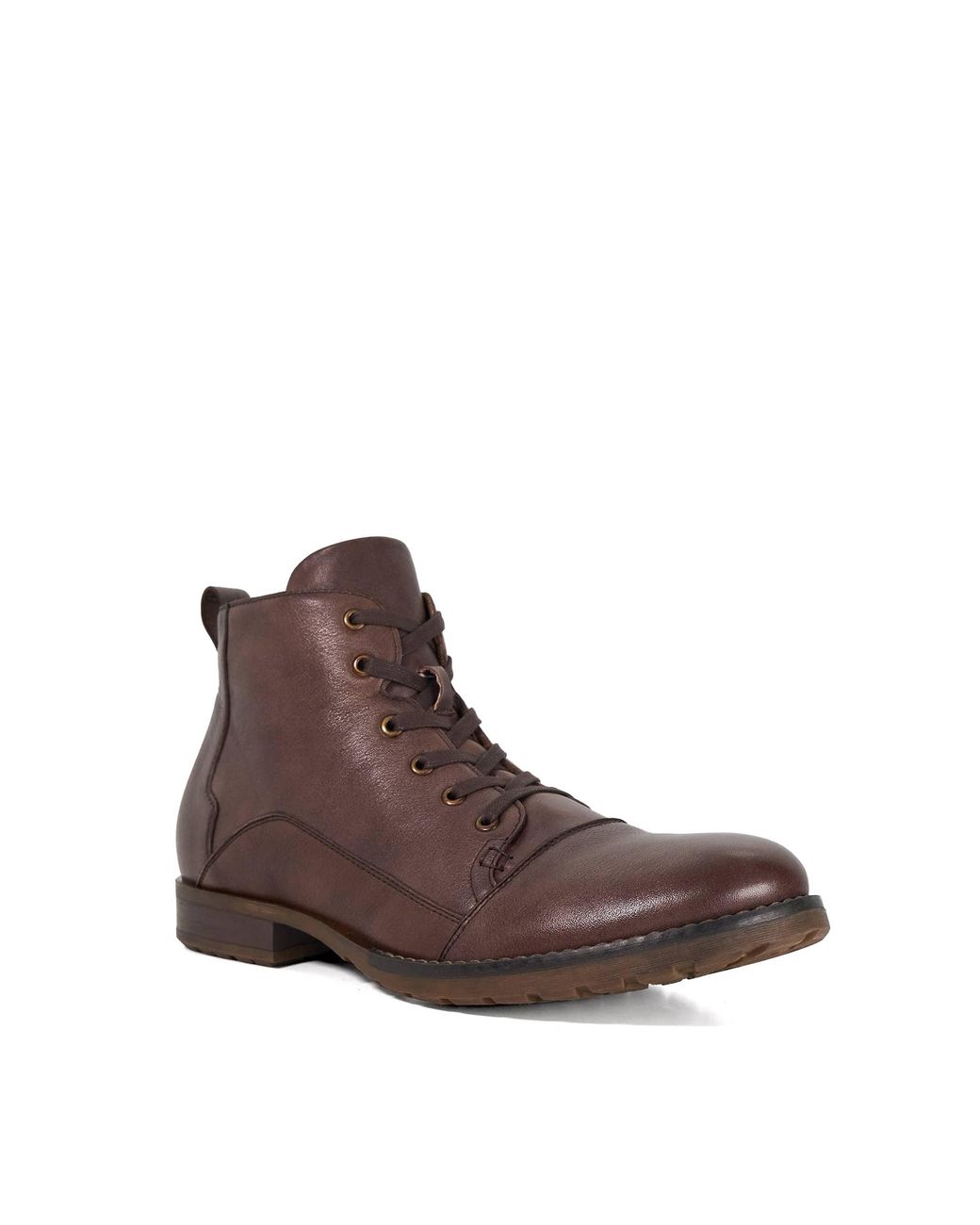 Dune Brown Corrdial Leather Lace-Up Casual Boots for men