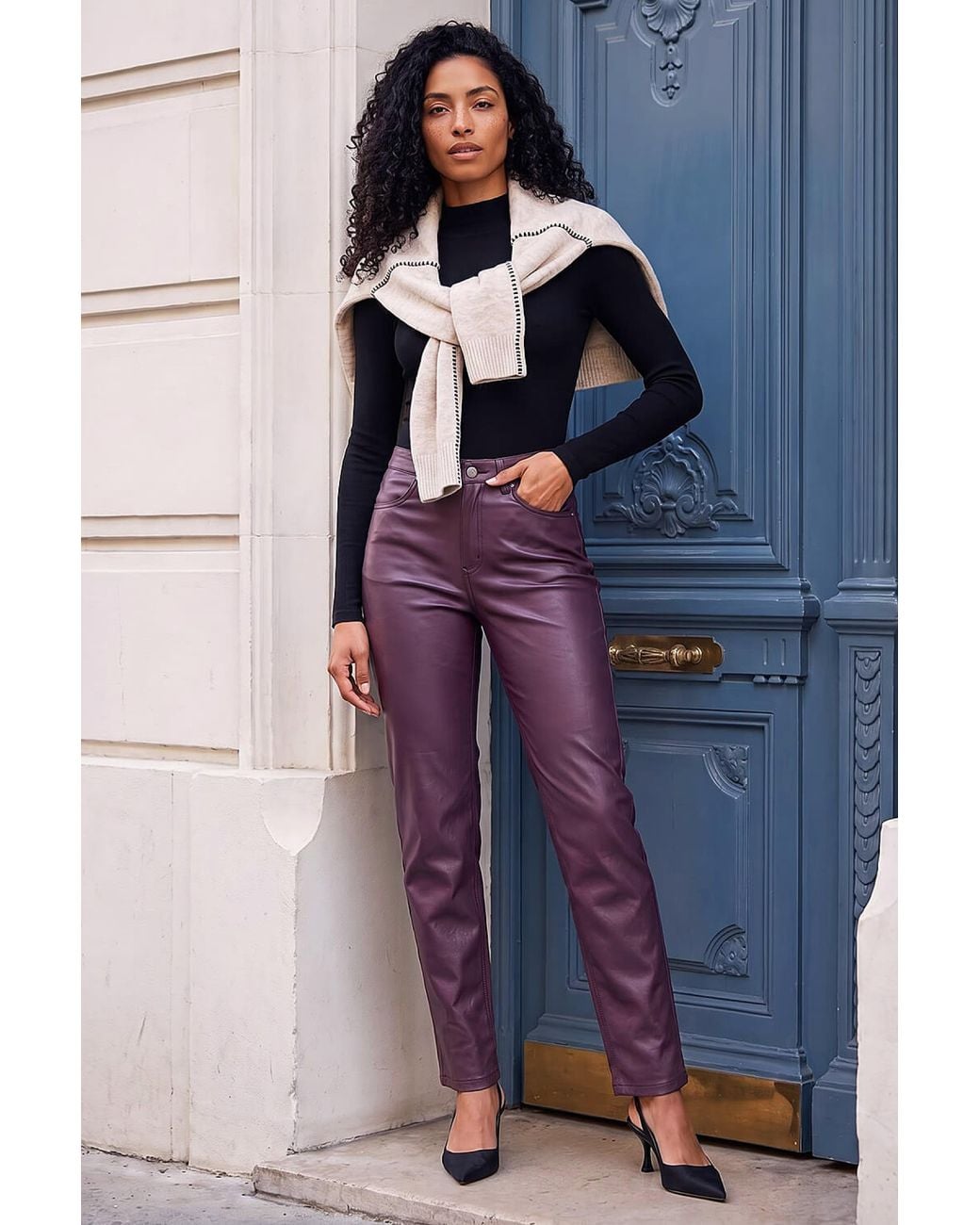 Roman Purple Denim Coated Straight Leg Jean