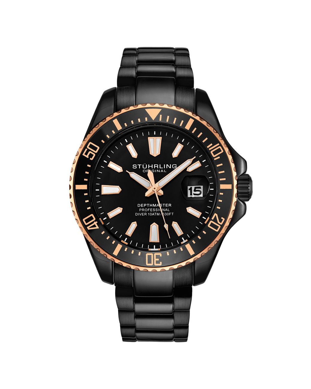 Stuhrling Black Depthmaster Quartz 42Mm for men