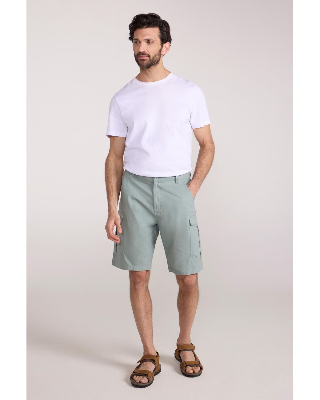 Mountain Warehouse Gray 'Lakeside' Twill Cotton Cargo Shorts With Multiple Pockets for men