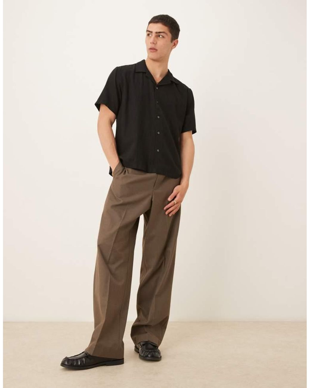 Abercrombie & Fitch Black Short Sleeve Linen Shirt for men