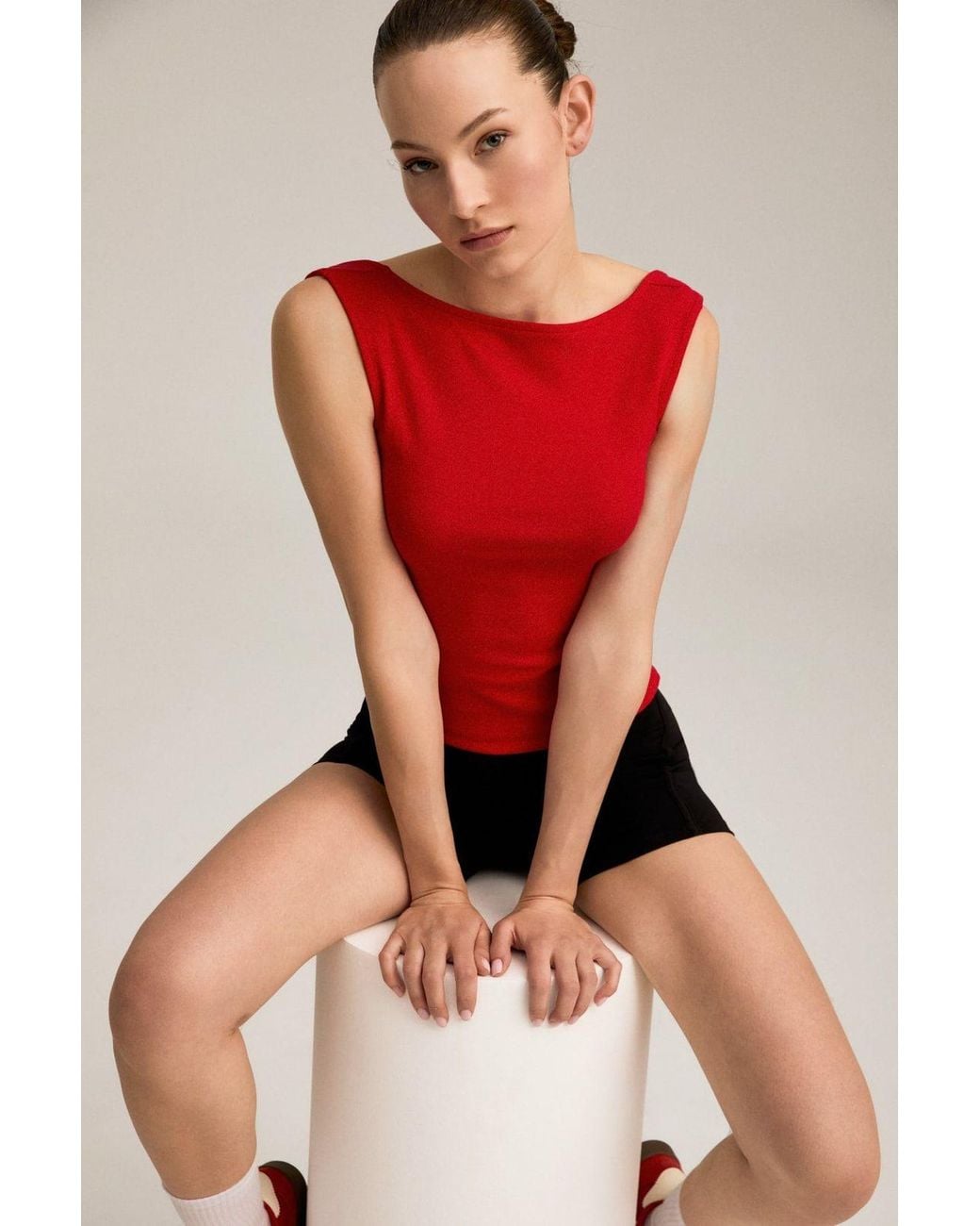 Grimelange Red Regular Fit Pull-On Blouse