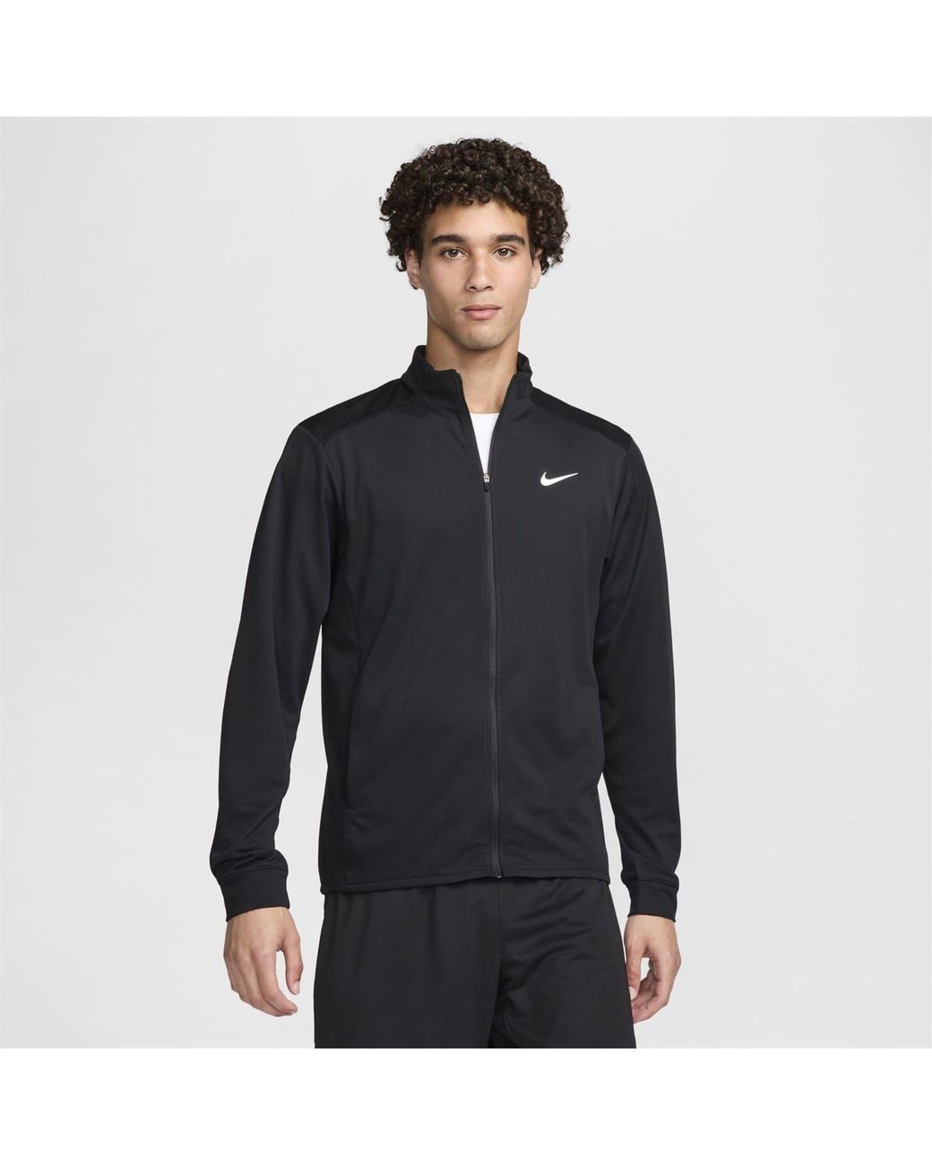 Nike Blue Mock Neck Ribbed Cuff Performance Jacket for men
