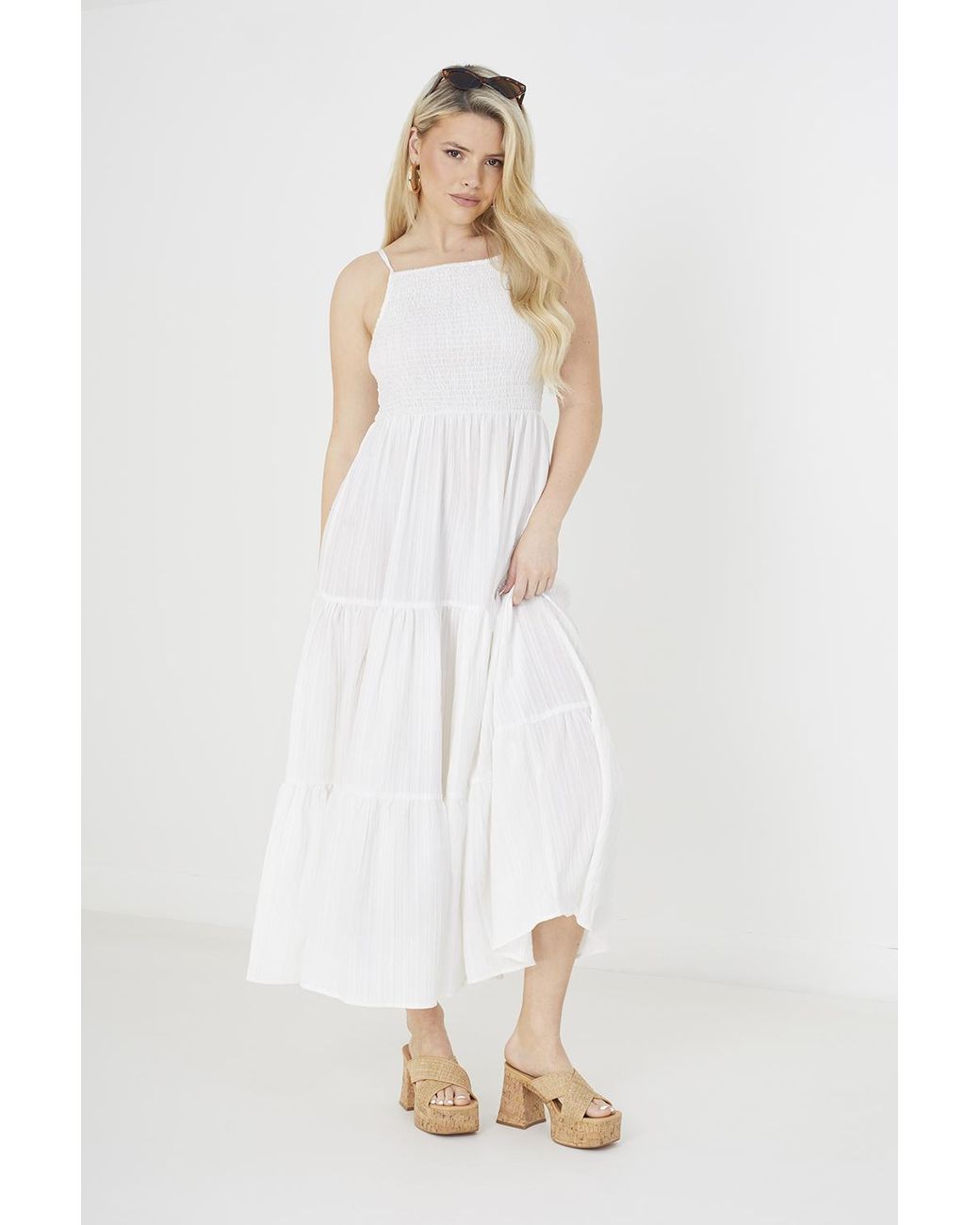 Brave Soul White 'Mia' Tiered Maxi Dress