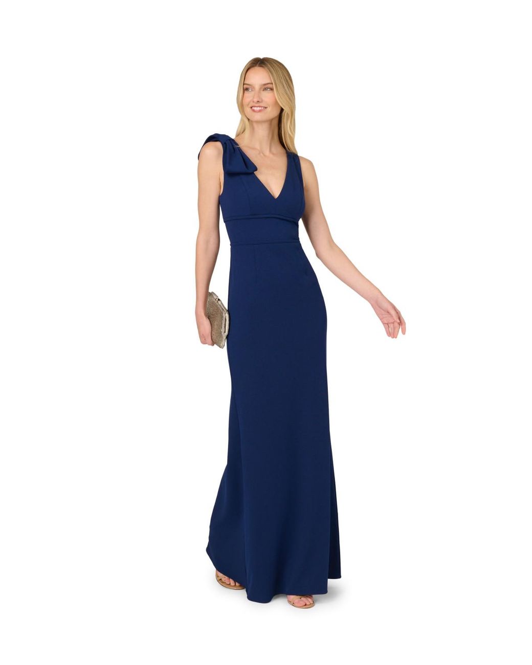 Adrianna Papell Blue Mermaid Crepe Dress