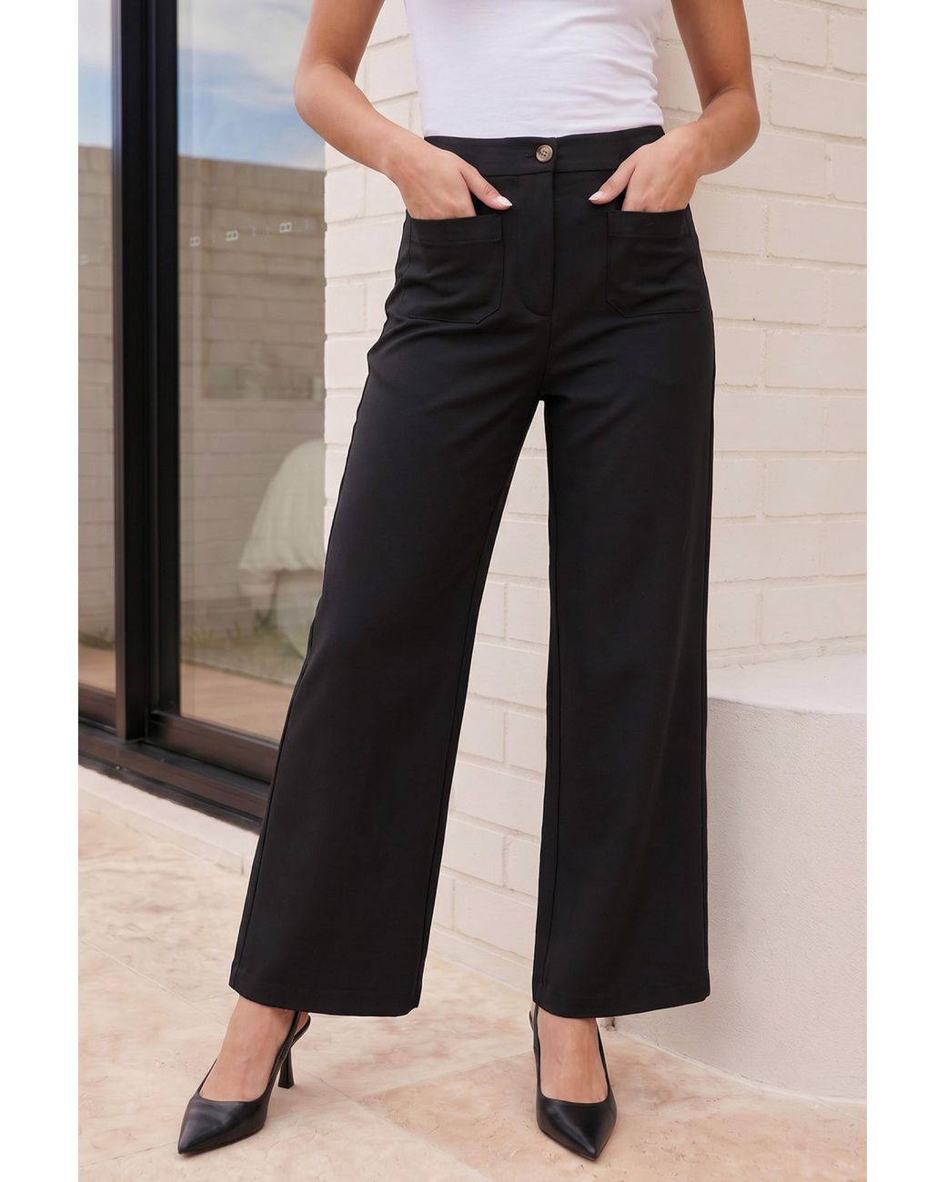 Roman Black Petite Front Pocket Trouser