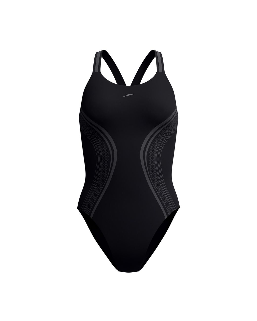 Speedo Black Ladies Printed Performance Muscleback One Piece Swimsuit
