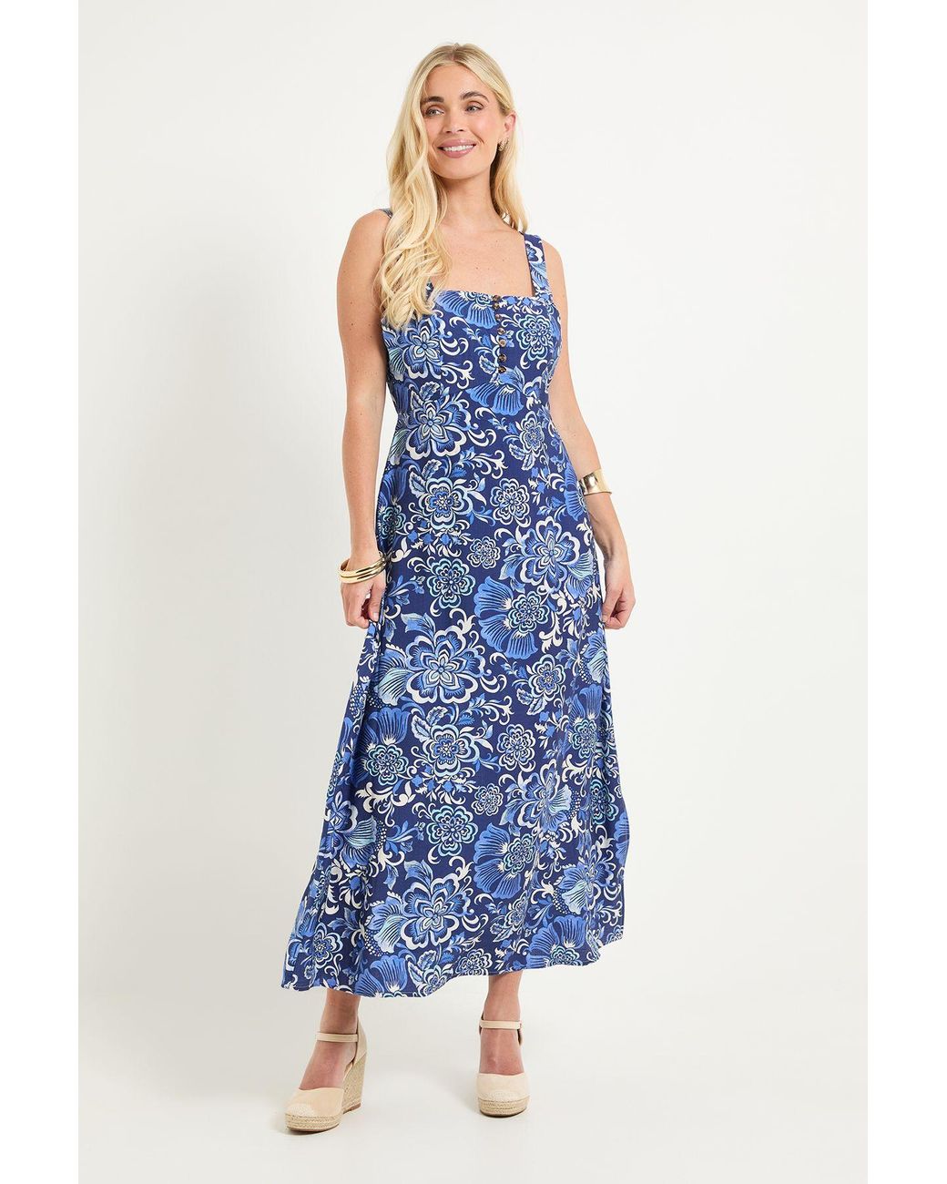 Wallis Blue Petite Summer Floral Maxi Dresss