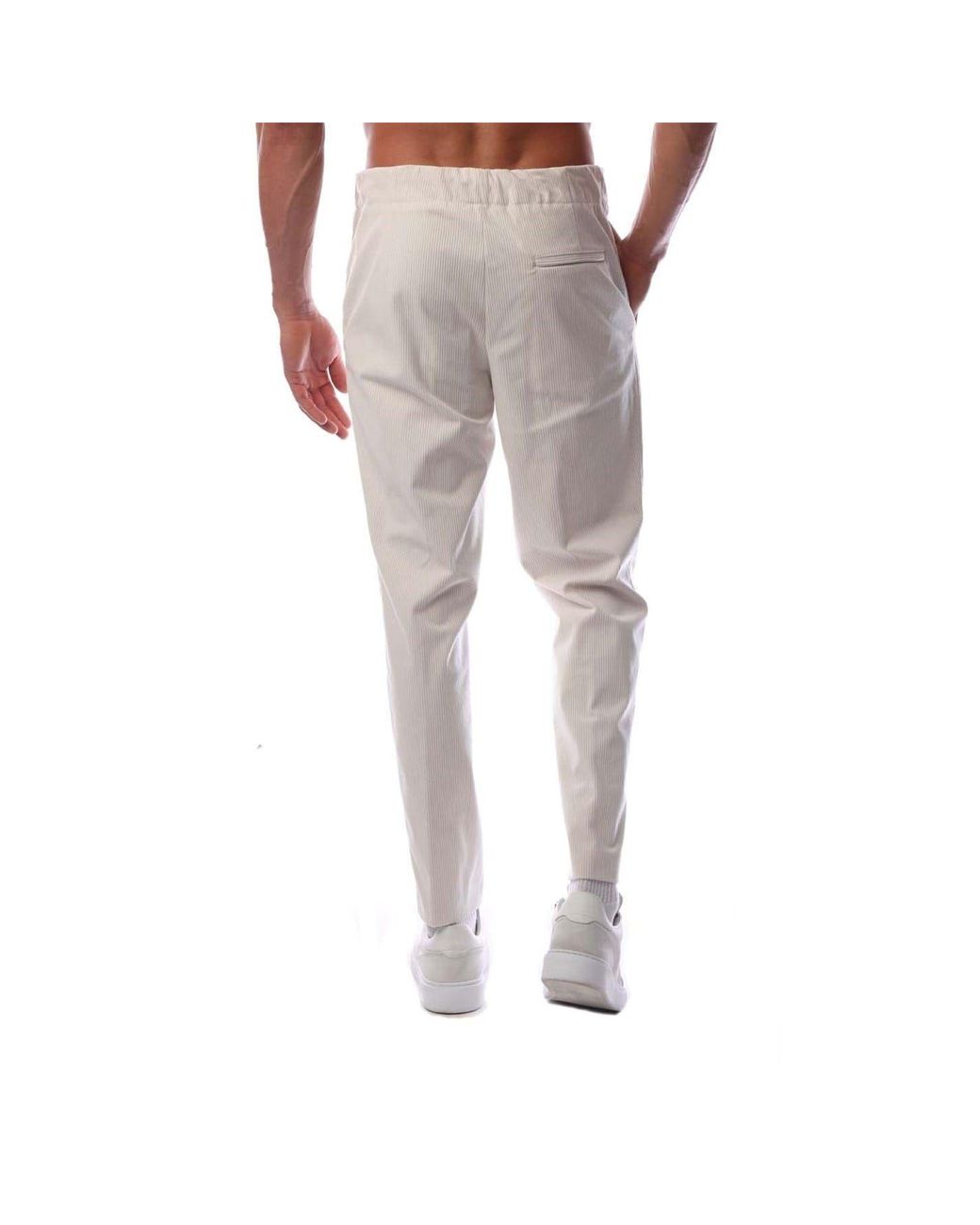 Boss White Perin Stripe Patterned Straight Pants for men