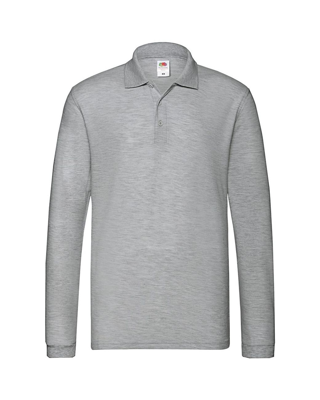 Fruit Of The Loom Gray Premium Pique Long-Sleeved Polo Shirt (Athletic Heather) for men