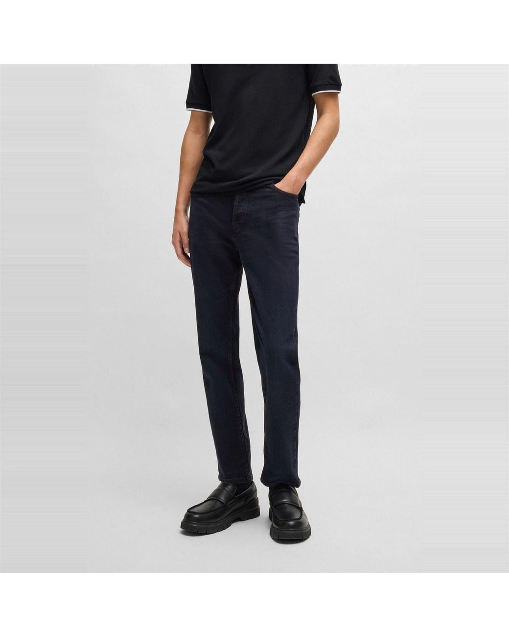 Boss Blue Hugo Tapered Fit Five Pocket Jeans for men