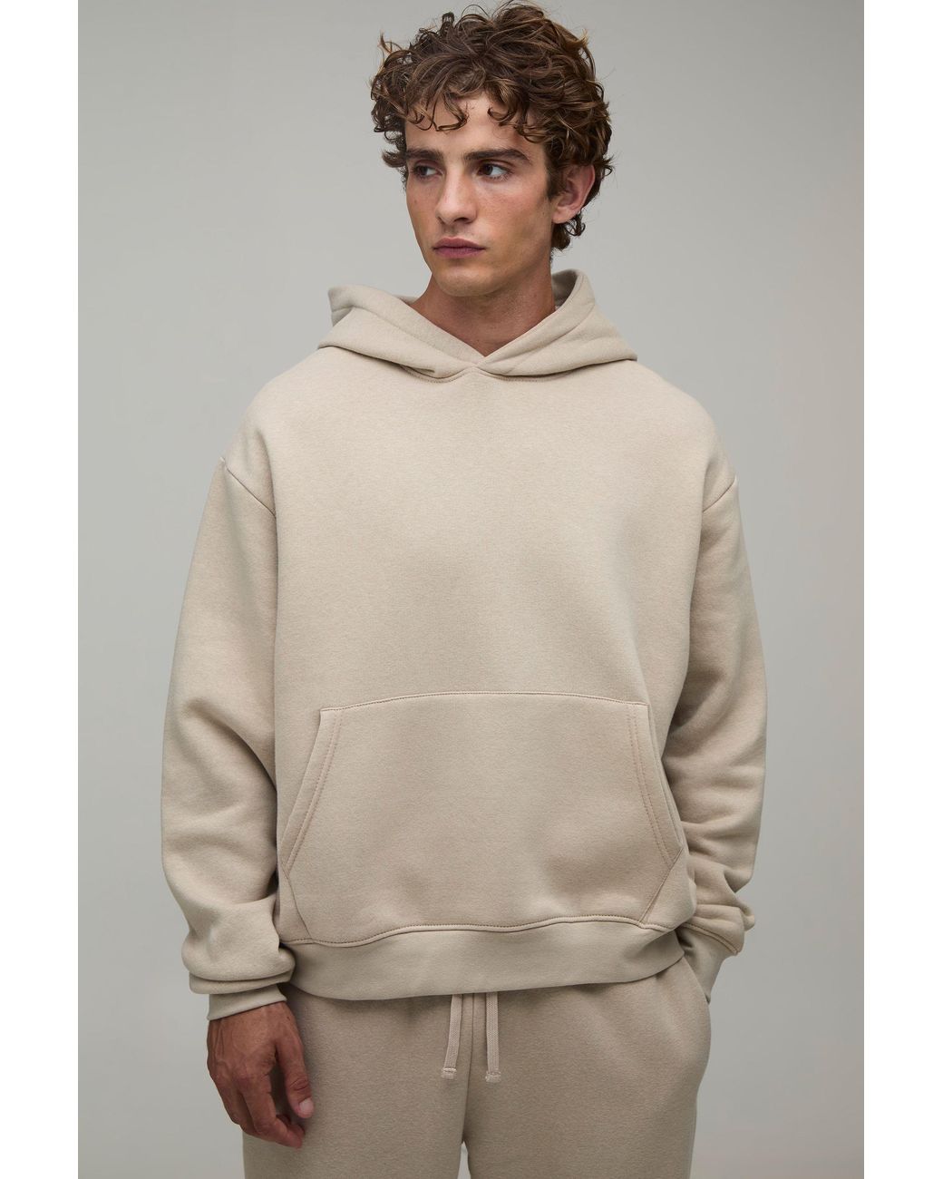 BoohooMAN Natural Essential Oversized Boxy Over The Head Hoodie for men