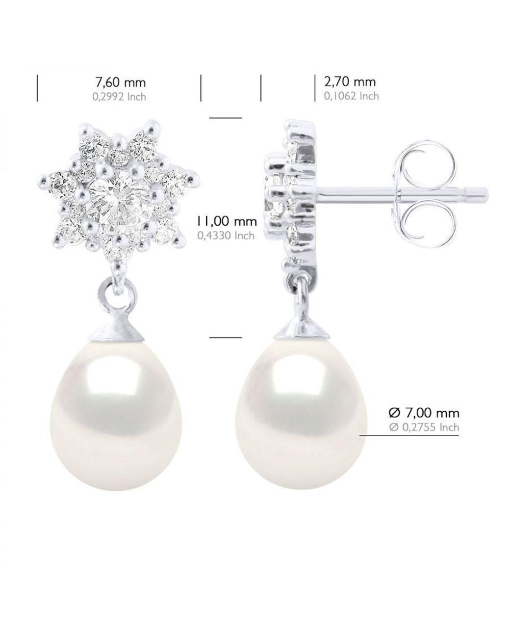 Ateliers Saint Germain White Earrings Real Cultured Freshwater Pearls Pear 7-8 Mm