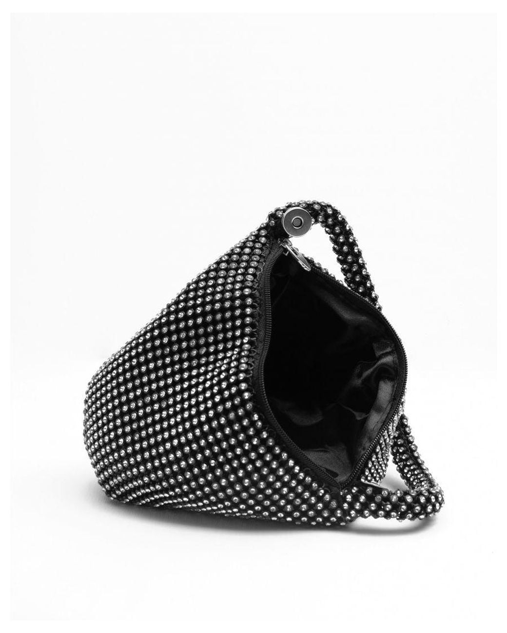 Where's That From Black Diamante Mini Chainmail Pouch Bag