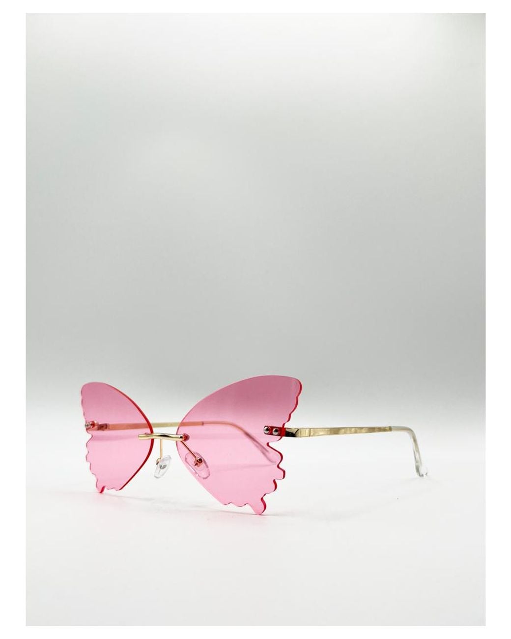 SVNX Pink Frameless Butterfly Sunglasses