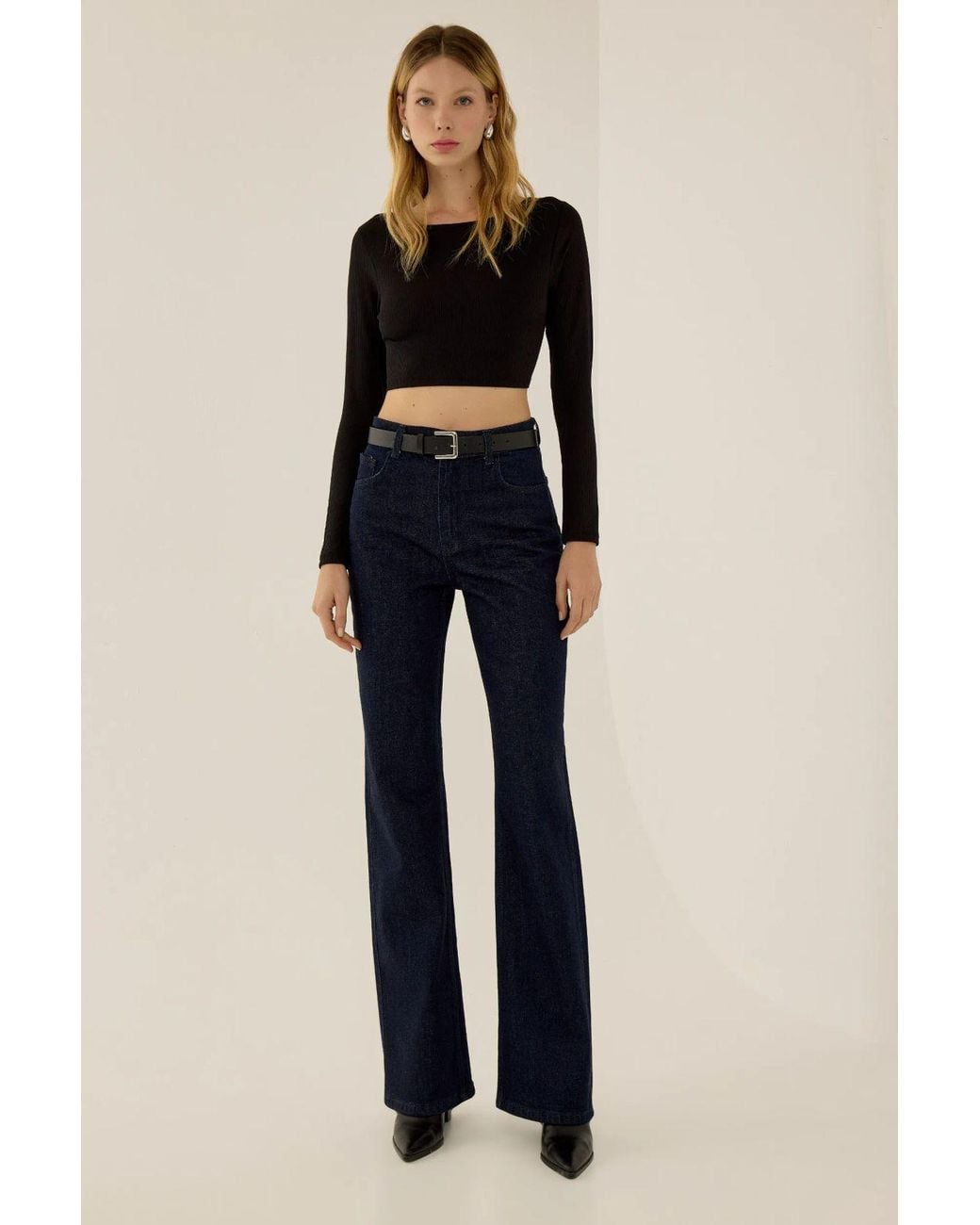 Hiccup Blue High Waist Straight Fit Denim Jeans