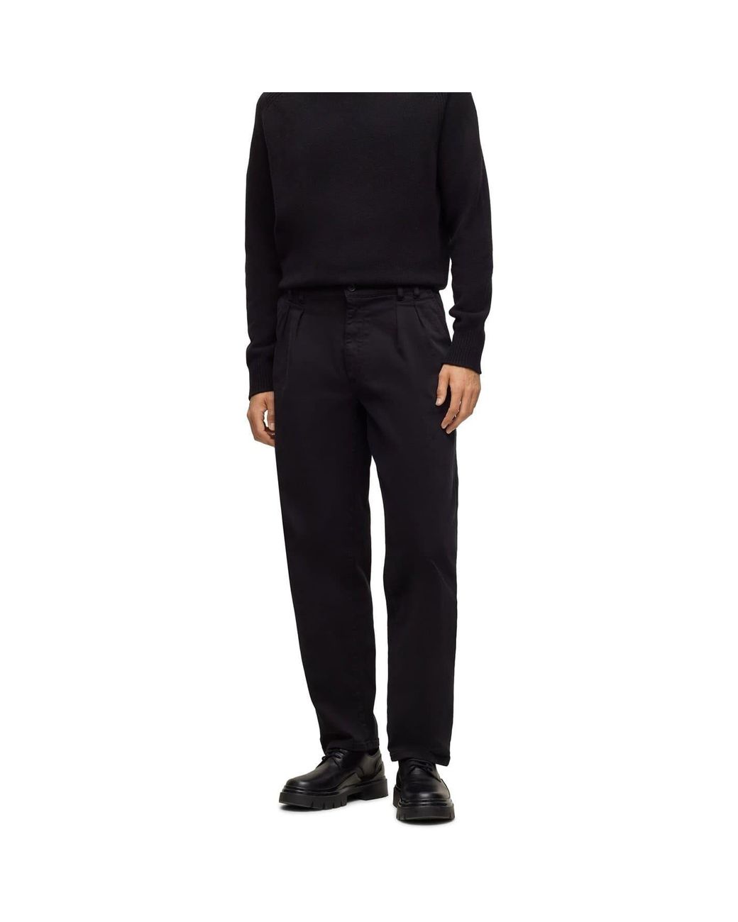 Boss Black Tulsa Solid Patterned Straight Chinos for men