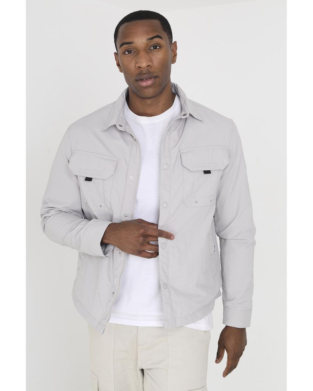 Brave Soul White 'Pearson' Lightweight Shacket for men