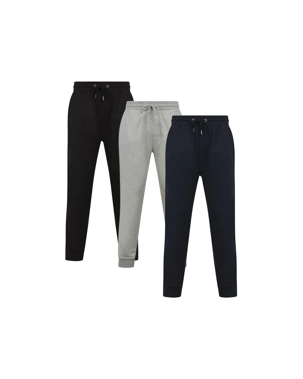 Tokyo Laundry Black 3-Pack Cuffed Joggers With Logo Badge for men