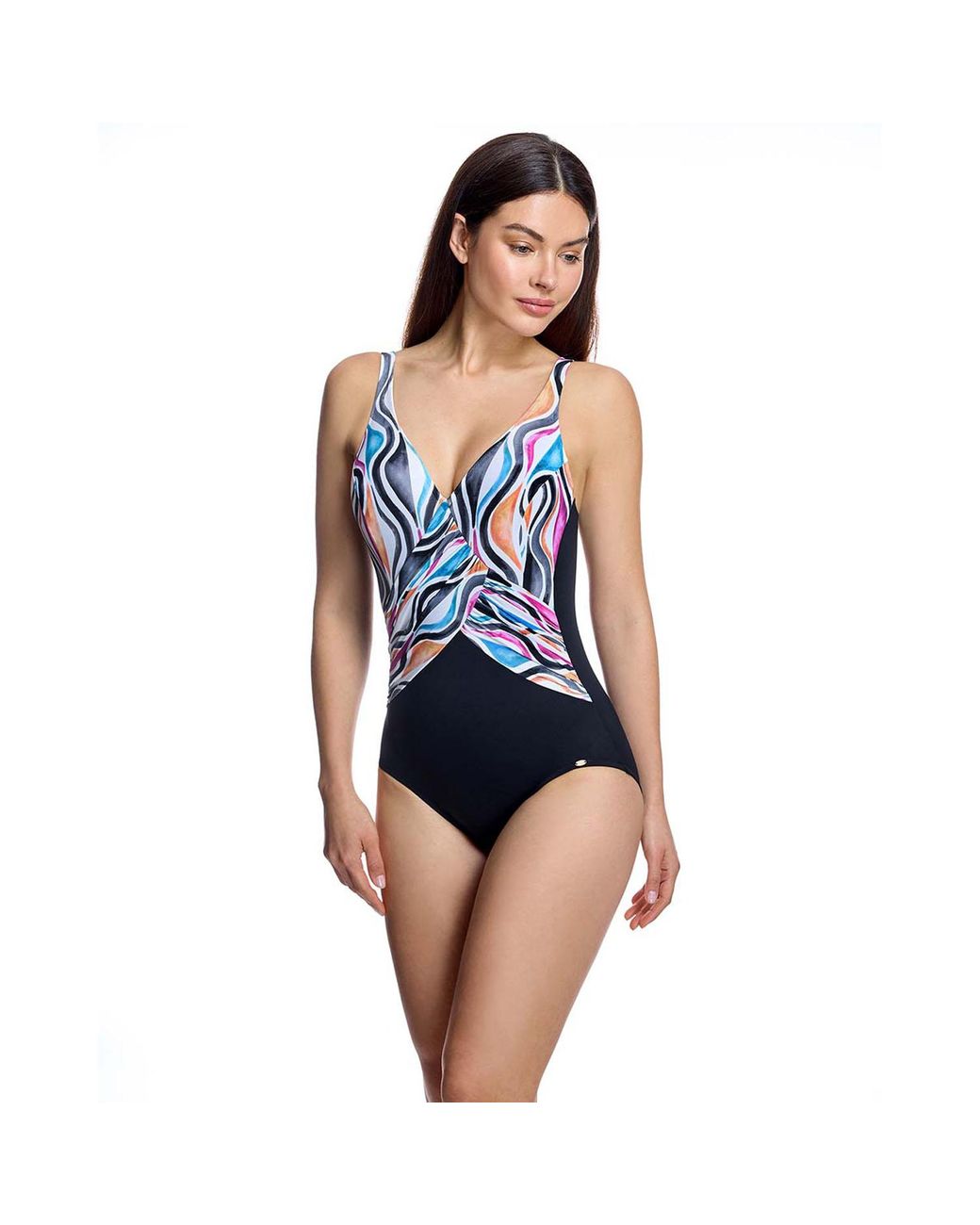 Ory Blue Swimsuit Cross Neckline Bathing Suit W260270