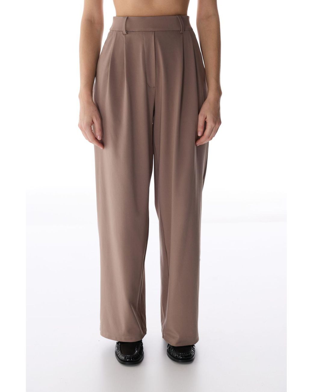 Penti Brown High-Waist Wide-Leg Pleated Trousers