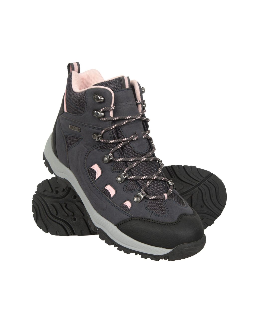 Mountain Warehouse Black 'Adventurer' Waterproof Rain Boots Cushioned Footbed Mesh Lining Trail Trekking Wellies