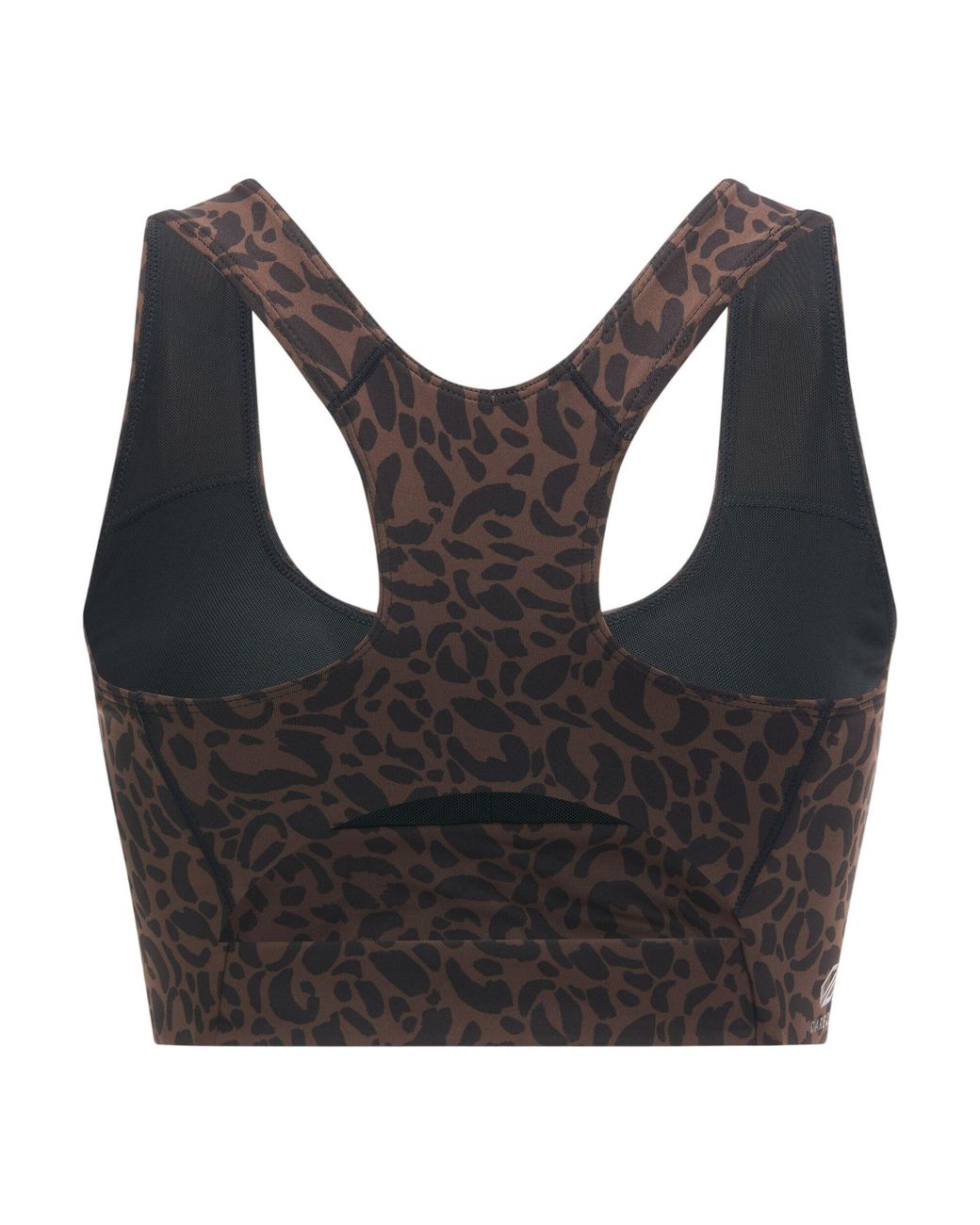 Dare 2b Black Ladies Influential Leopard Print Sports Bra (Hot Fudge)
