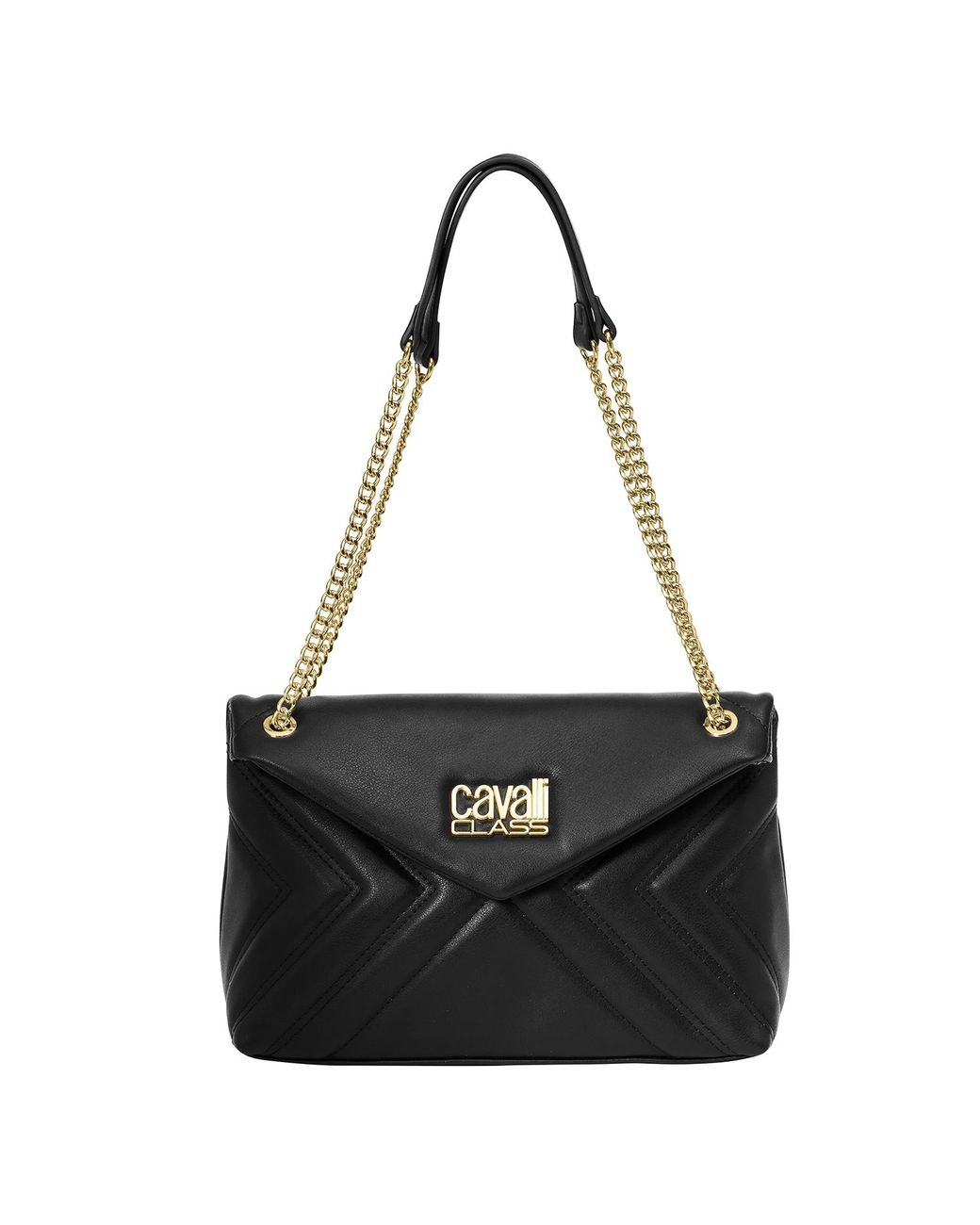 Roberto Cavalli Black Shoulder Bag With Chain Strap Cchb0196
