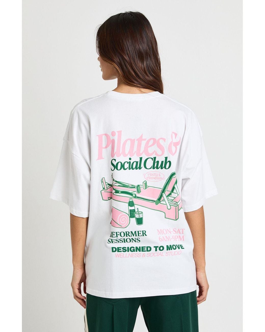 Boohoo White Reformer Pilates And Social Club Front And Back Printed T-Shirt