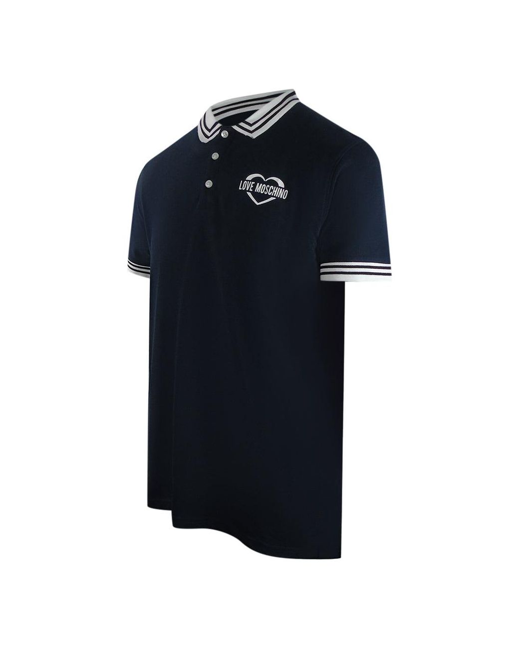 Moschino Blue Love Polo Shirt Small Heart Logo Cotton for men