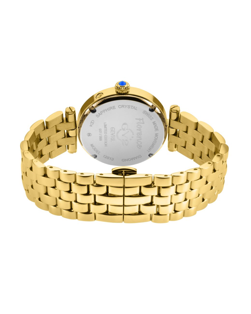 Gv2 Metallic Florence Mother Of Pearl Dial Diamond Cut Ring On Tone Bracelet Watch