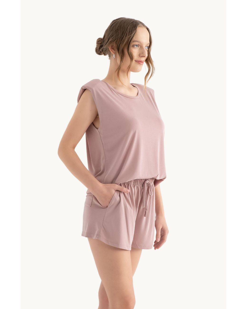 Hiccup Pink Round Neck Raw Edge Sleeveless Tank Top