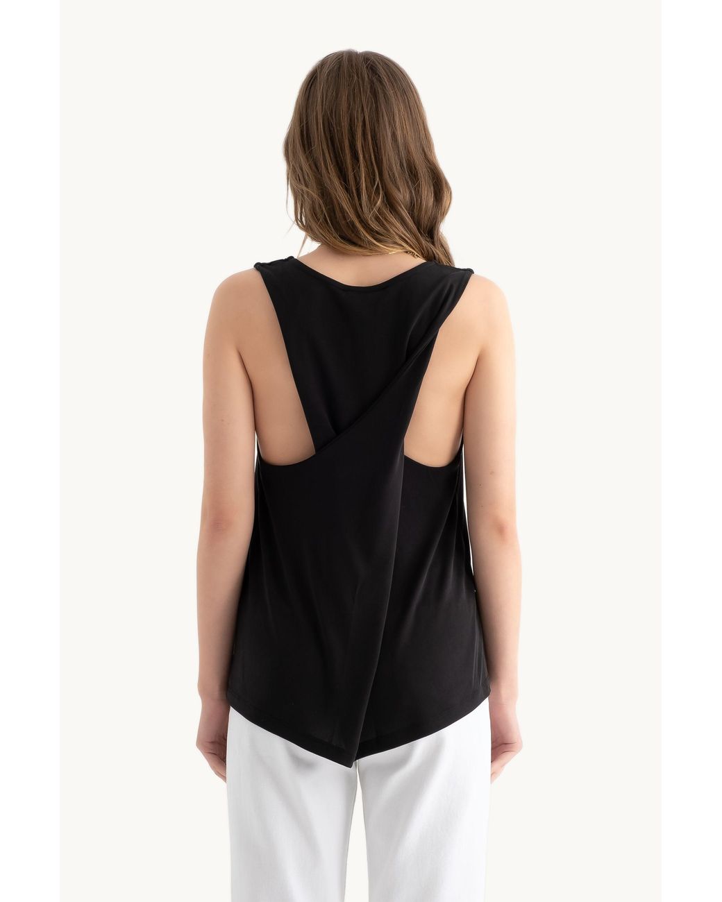 Hiccup Black Round Neck Tank Top With A Back Detail