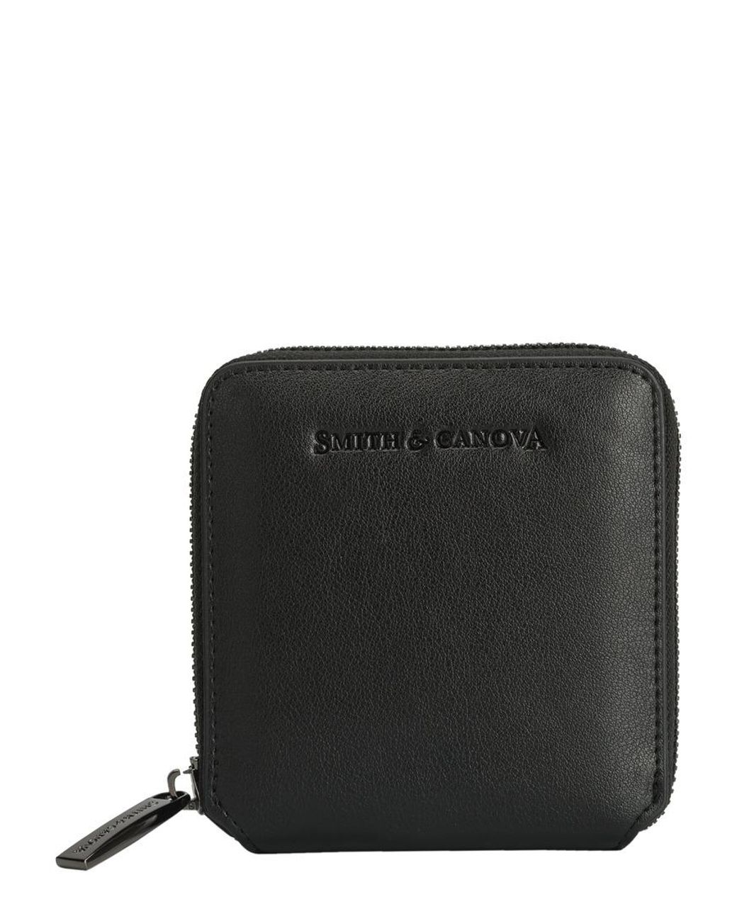 Smith & Canova Black Smooth Leather Square Zip Purse