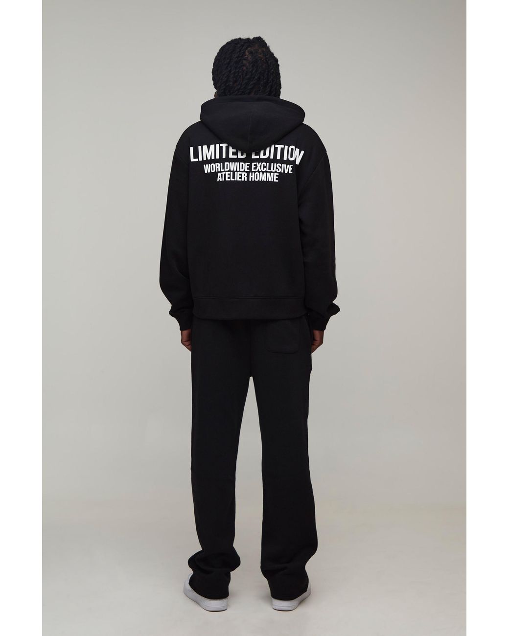BoohooMAN Black Tall Oversized Boxy Limited Edition Washed Zip Through Hoodie for men