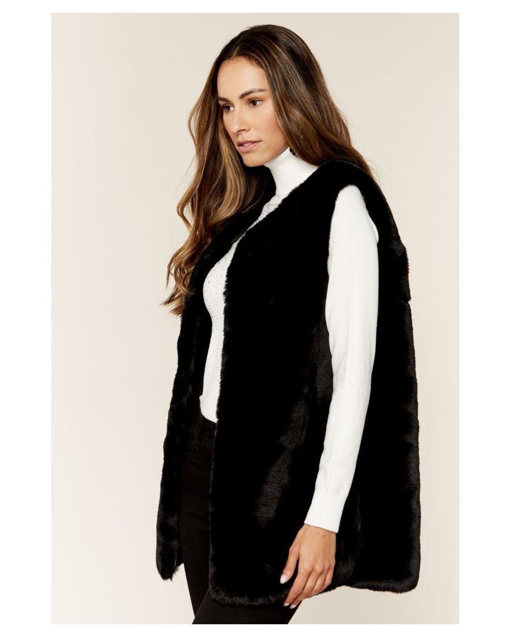 Gini London Black No Cut Faux Fur Sleeveless Gilet