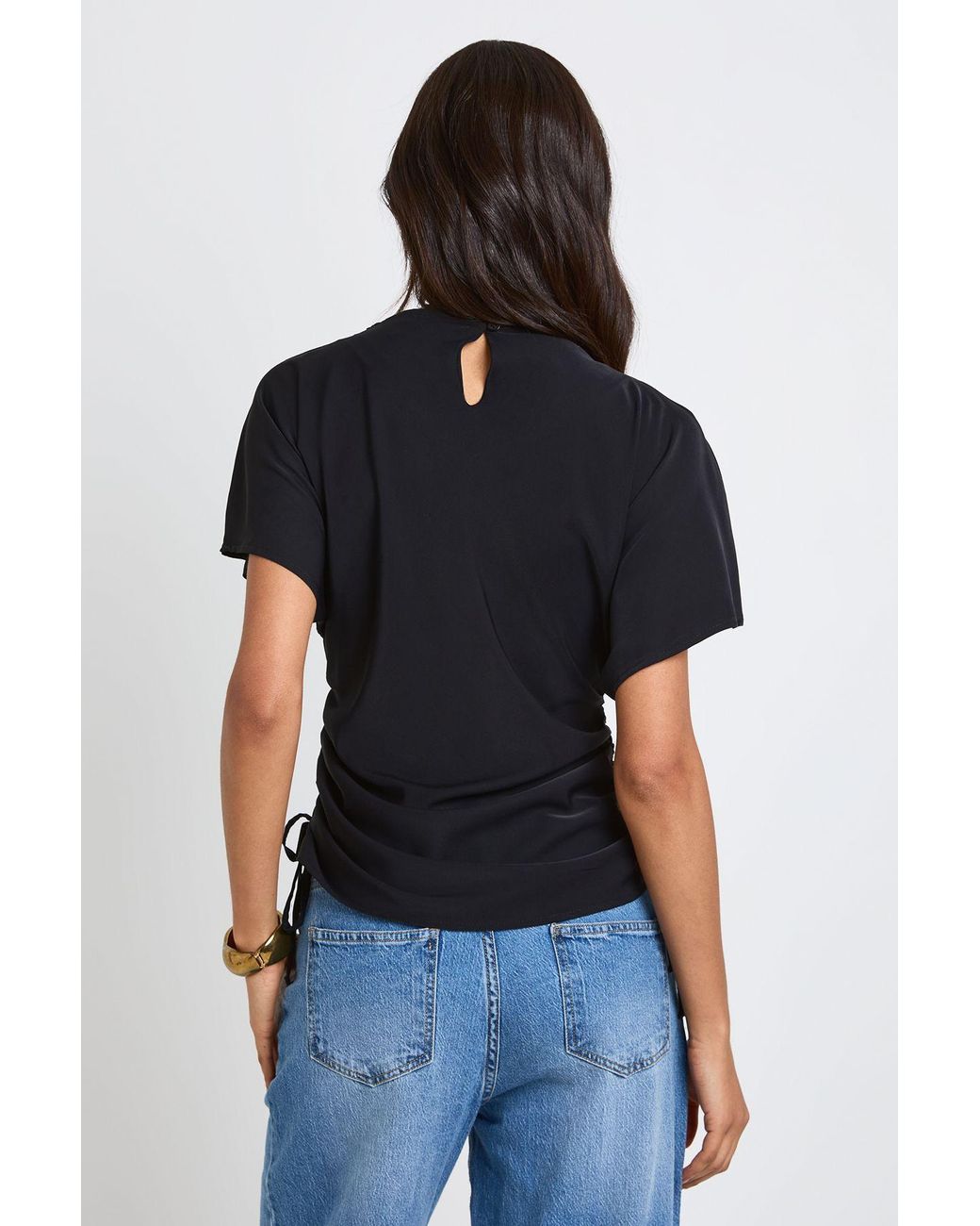 Boohoo Black Tall Loose Ruched Side Body Top