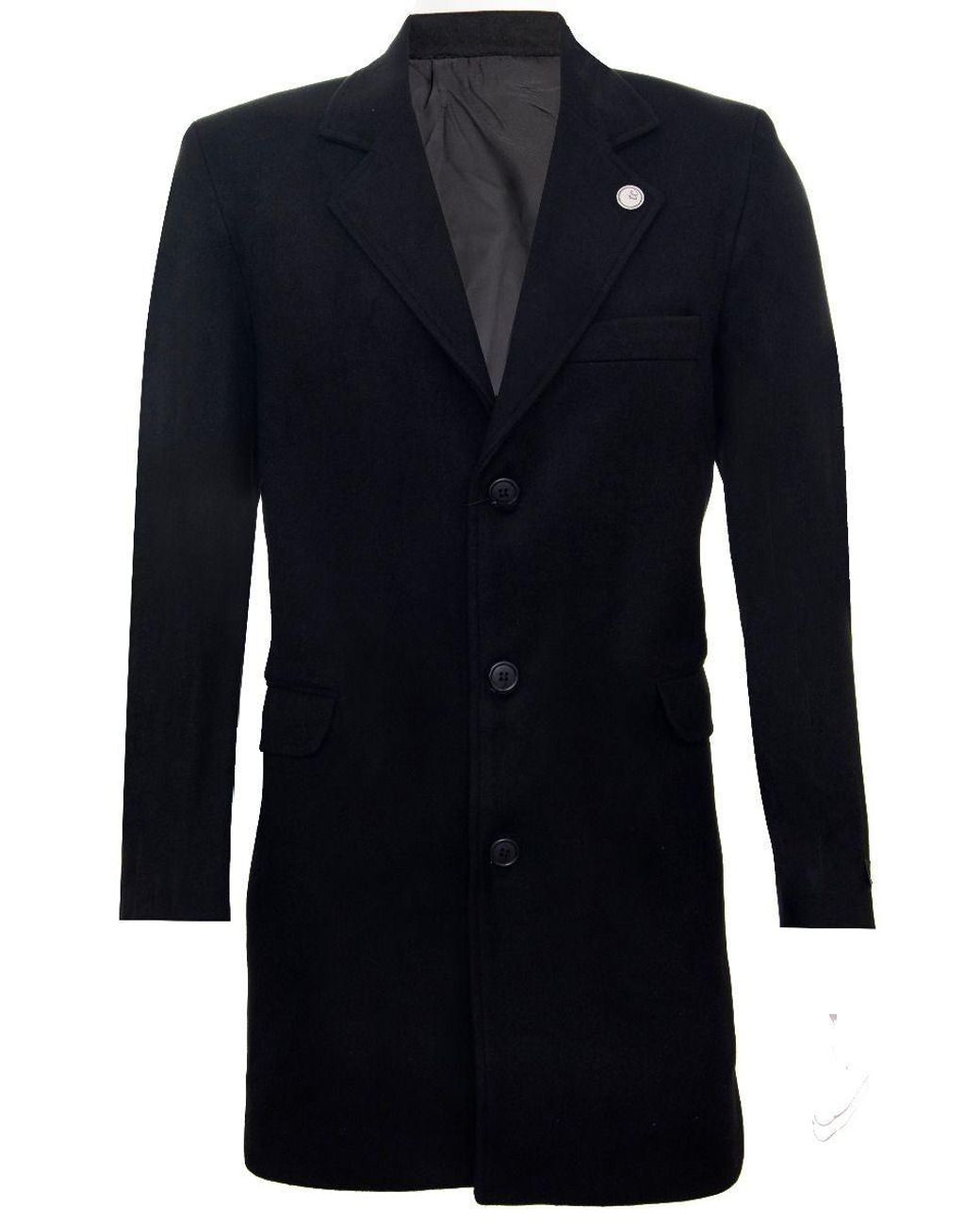 TruClothing Blue Long Wool Slim Fit Overcoat for men