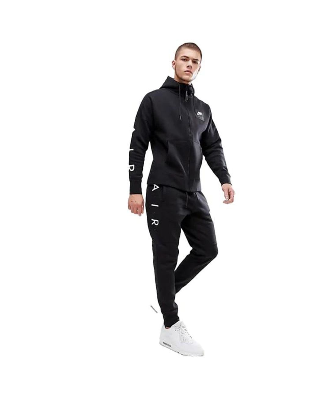 Nike Black Patch Hooded Fleece Tracksuit for men