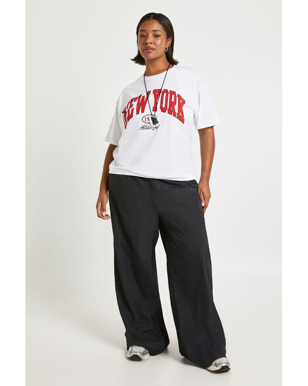 Boohoo White Plus Nylon Pleat Detail Cargo Trousers