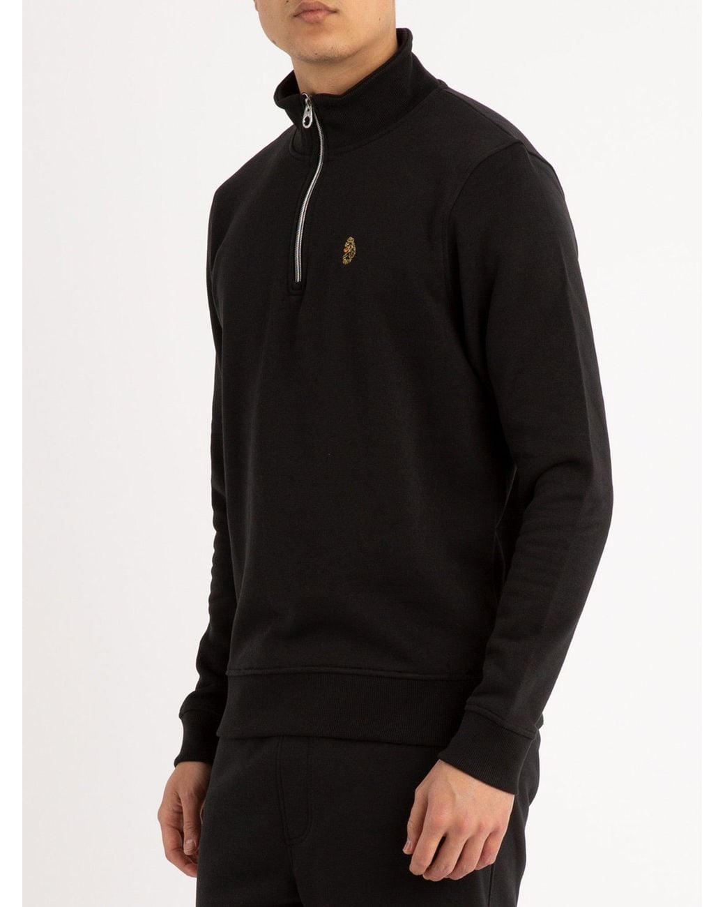 Luke 1977 Black Sydney 1/4 Zip Sweat for men