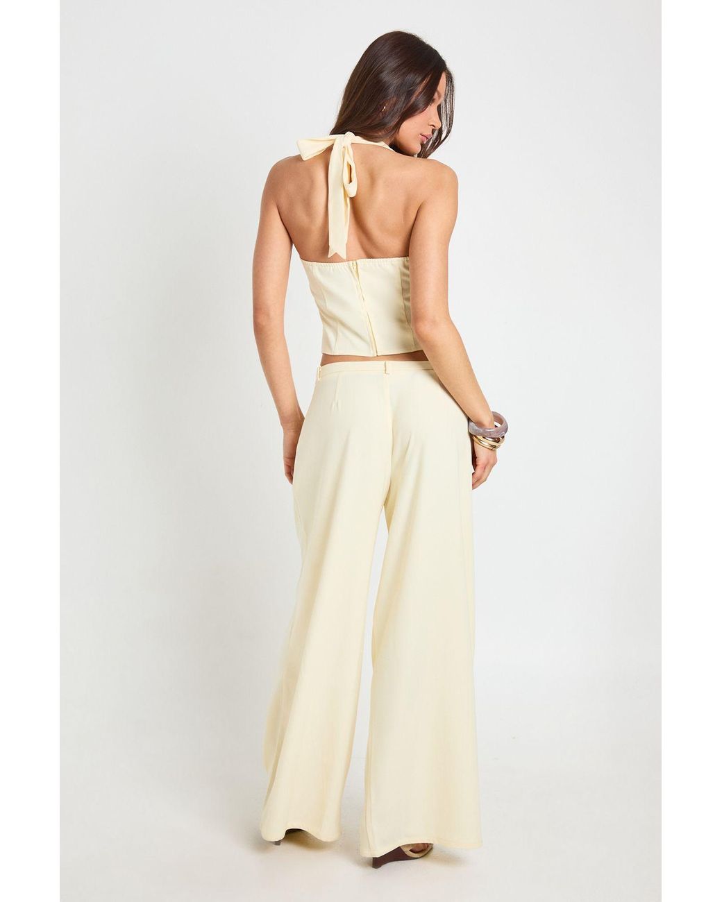 Boohoo Natural Halter Strap Tailored Corset