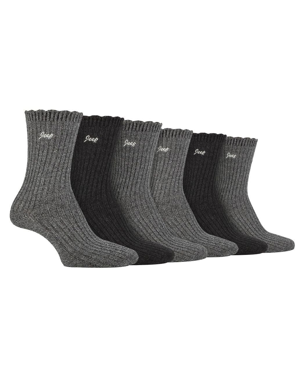 Jeep Black Ladies 6 Pack Bamboo Boot Socks