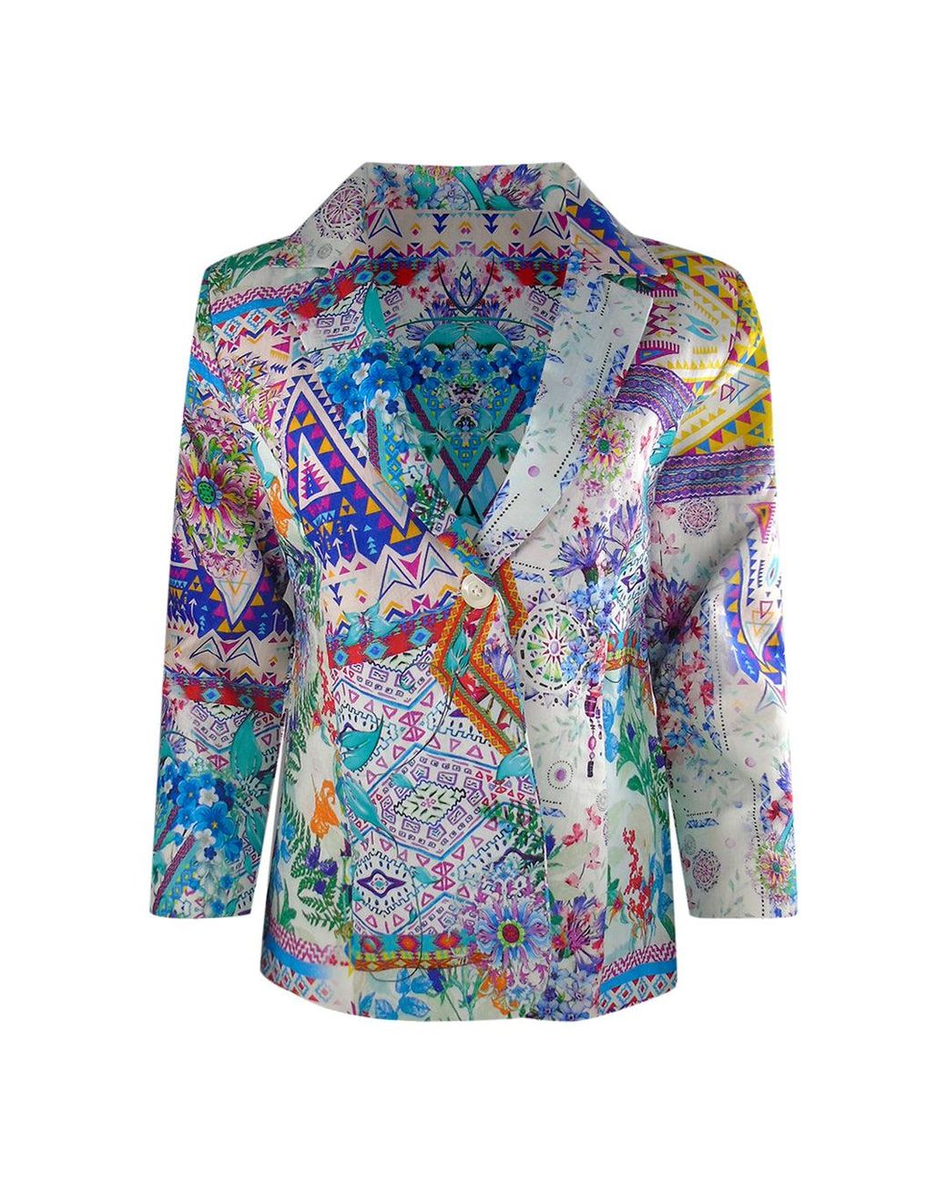 Inoa Blue Fashion Popoloca Multicoloured Boyfriend Jacket