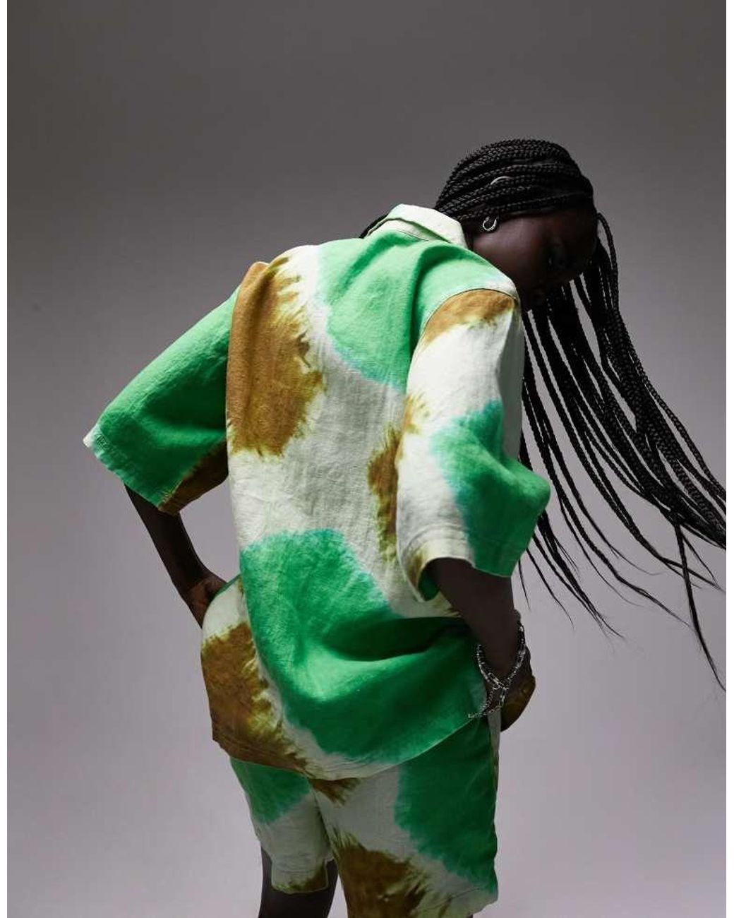 TOPSHOP Green Co-Ord Tie Dye Resort Shirt