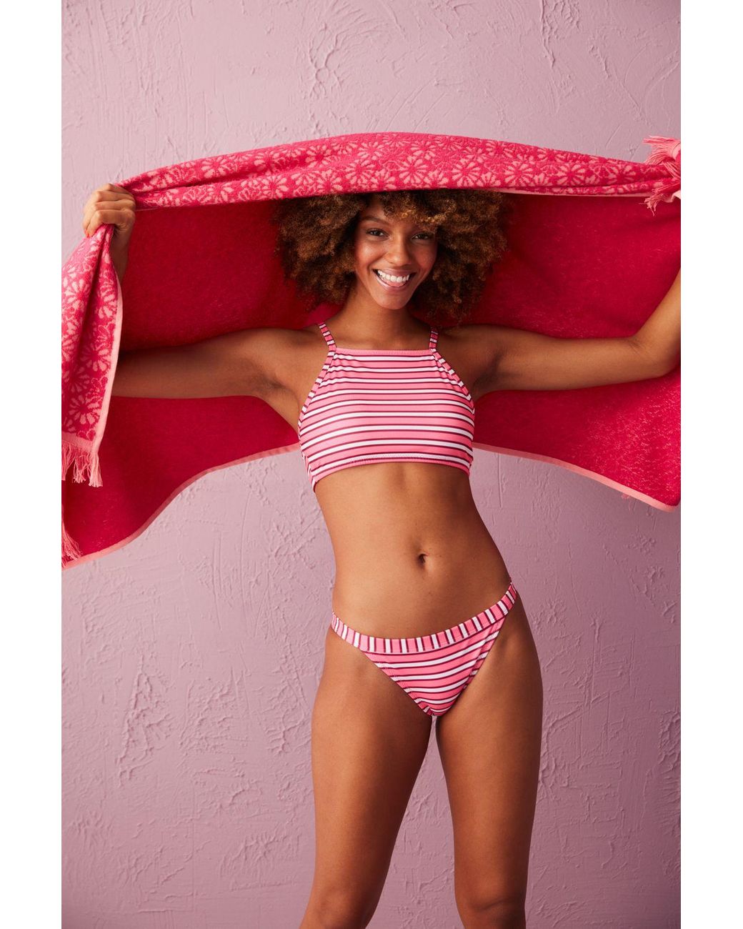 Penti Red Low-Waist Striped Jersey Bikini Bottoms